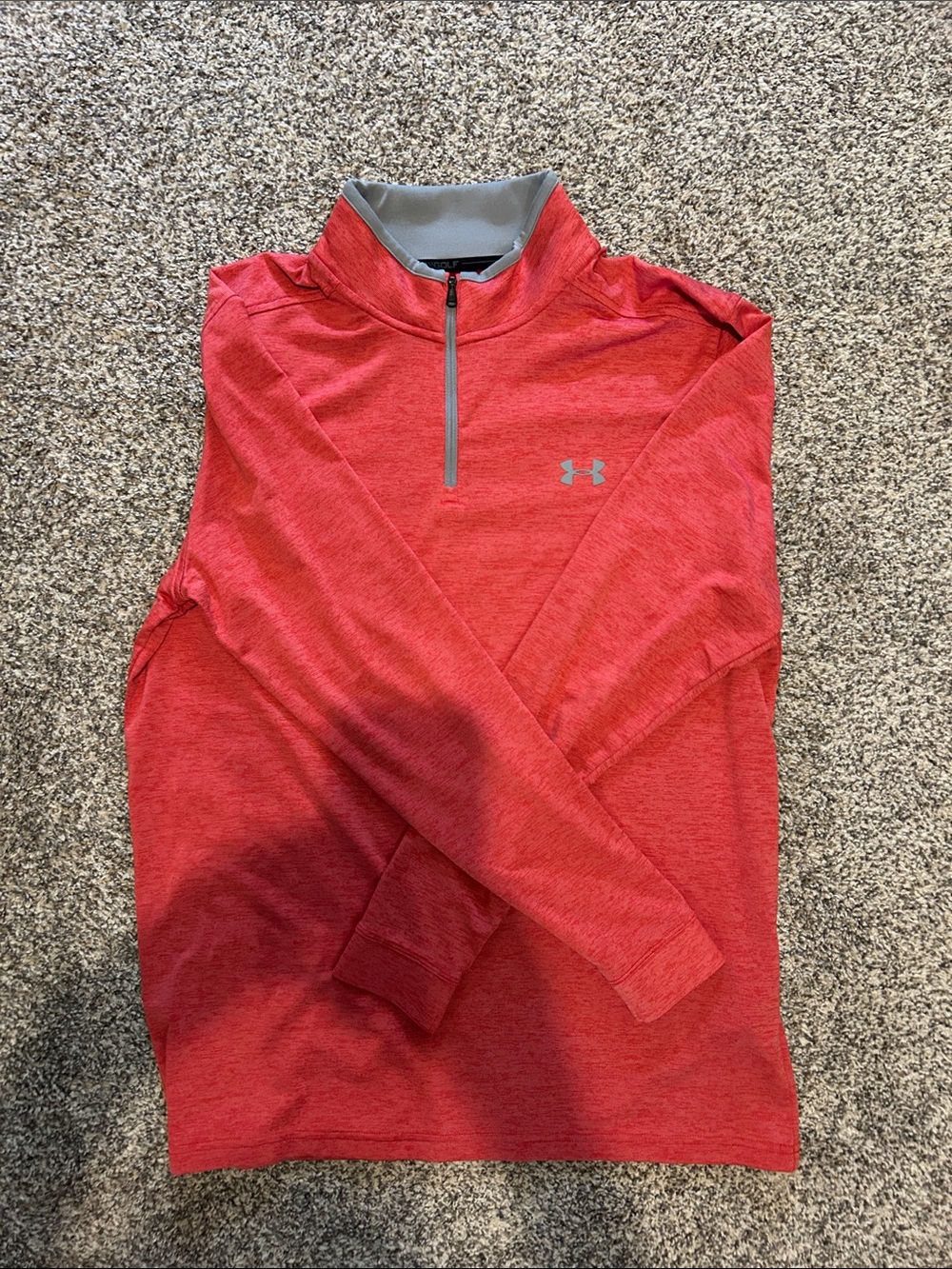 Under Armour Red Heather 1/4 Zip Pullover with Gray Trim